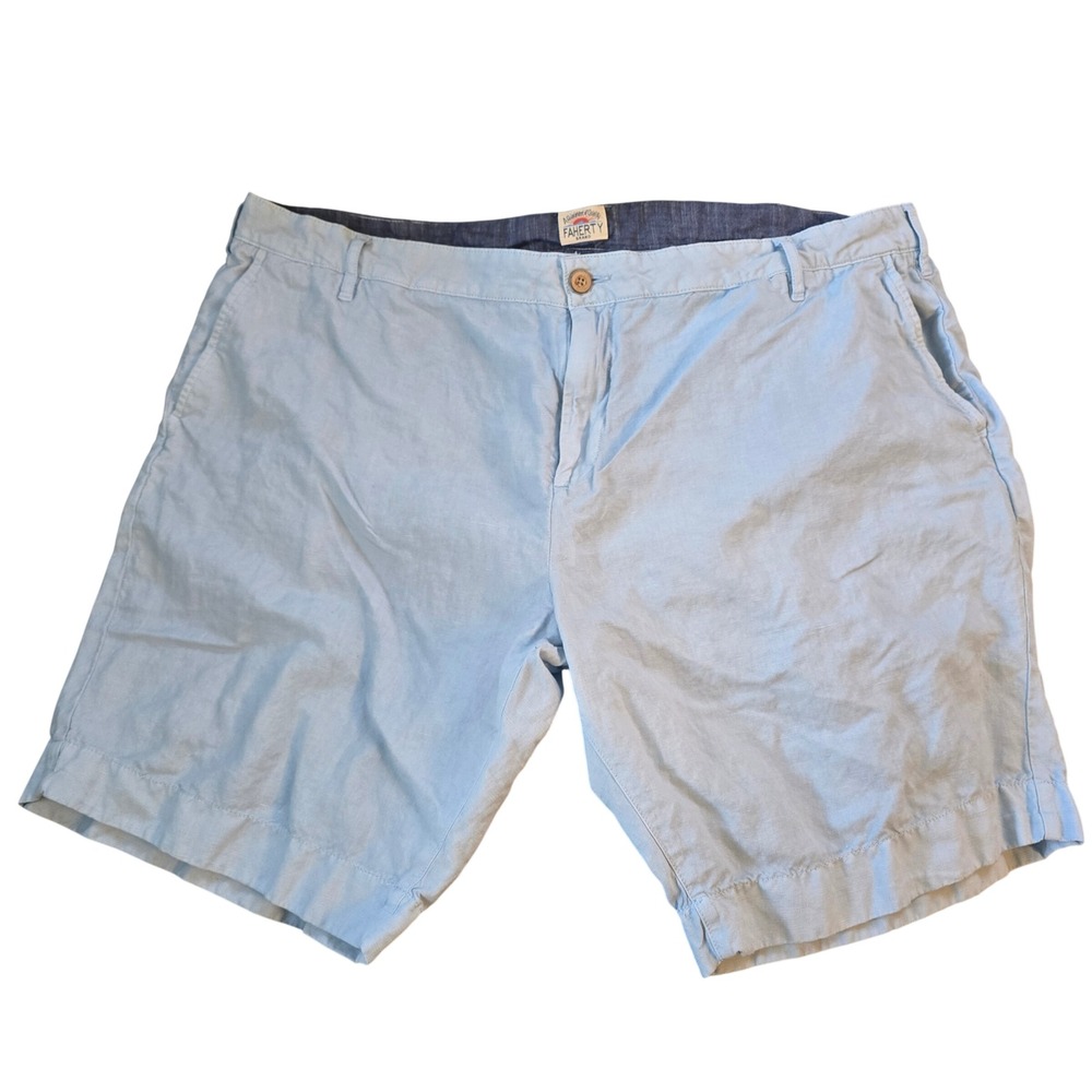 Faherty Brand Mens Light Blue‎ Linen Cotton Blend Shorts Size 42 MBC0007LBL